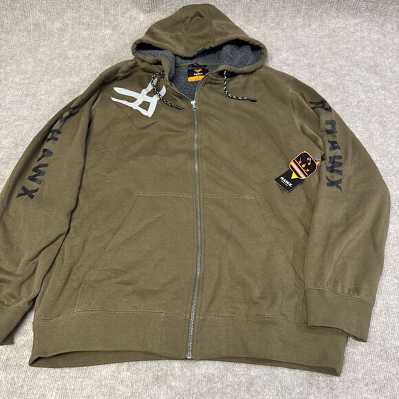 NWT Hawx Work Gear Lg Sweatshirt Full Zip Fleece Hoodie Green/Gray‎ Water Repel - Picture 1 of 9